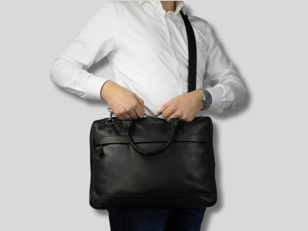Leren Laptoptas Zwart Mathé - Lioné - Lioné
