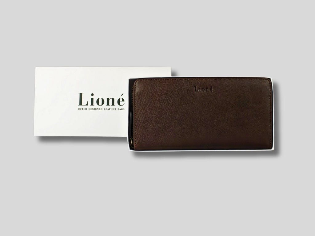 Leren Portemonnee Donker Bruin Marian - Lioné - Lioné