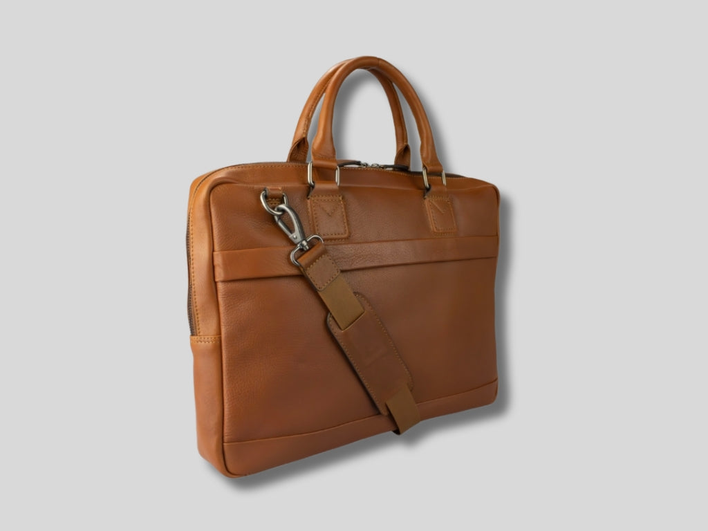 Leren Laptoptas Cognac Mathé