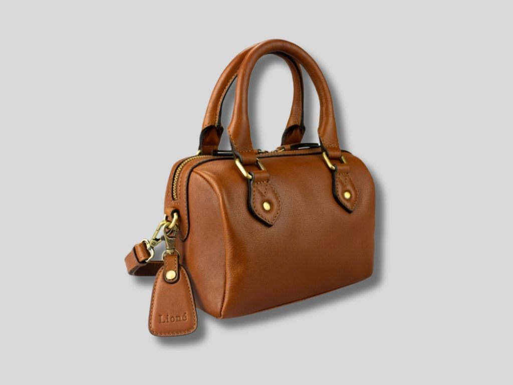 Leren Handtas Cognac Claire