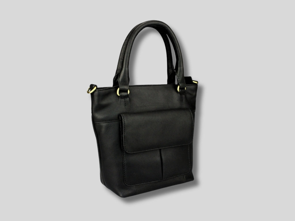 Leren Shopper Zwart Donna