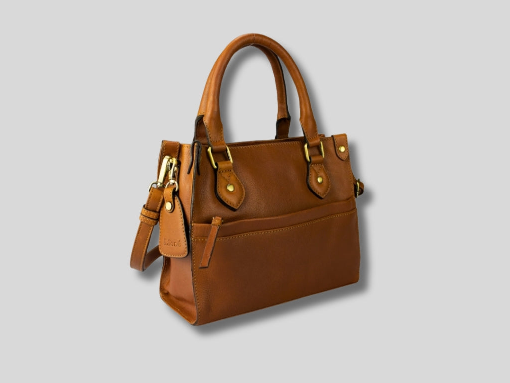 Leren Handtas Cognac Marloes