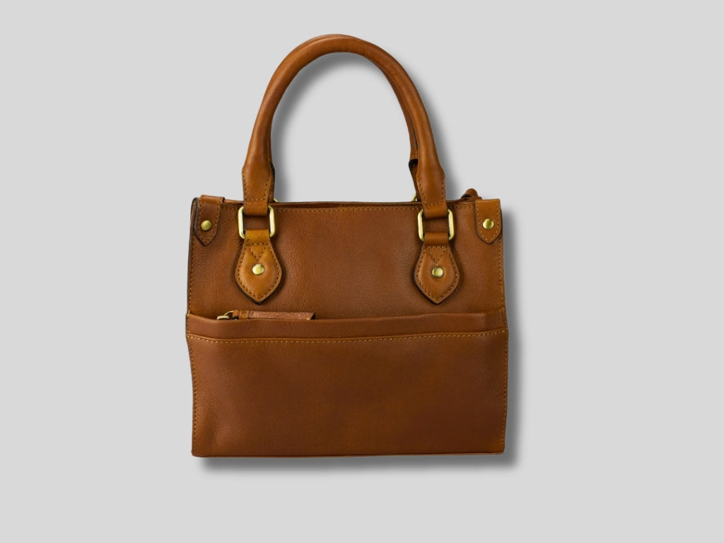 Leren Handtas Cognac Marloes