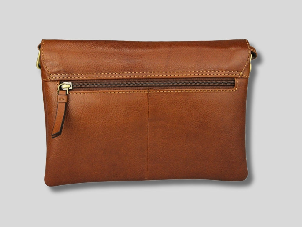 Sac bandoulière en cuir cognac Britt