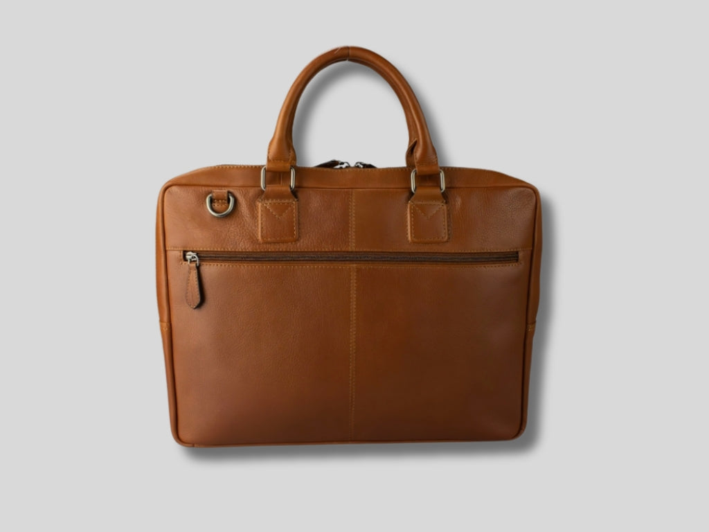 Leren Laptoptas Cognac Mathé