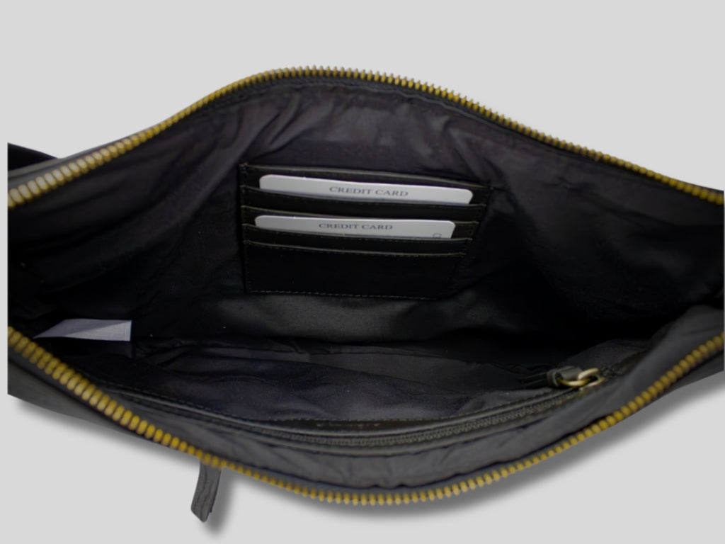 Leather Shoulder Bag Black Nina