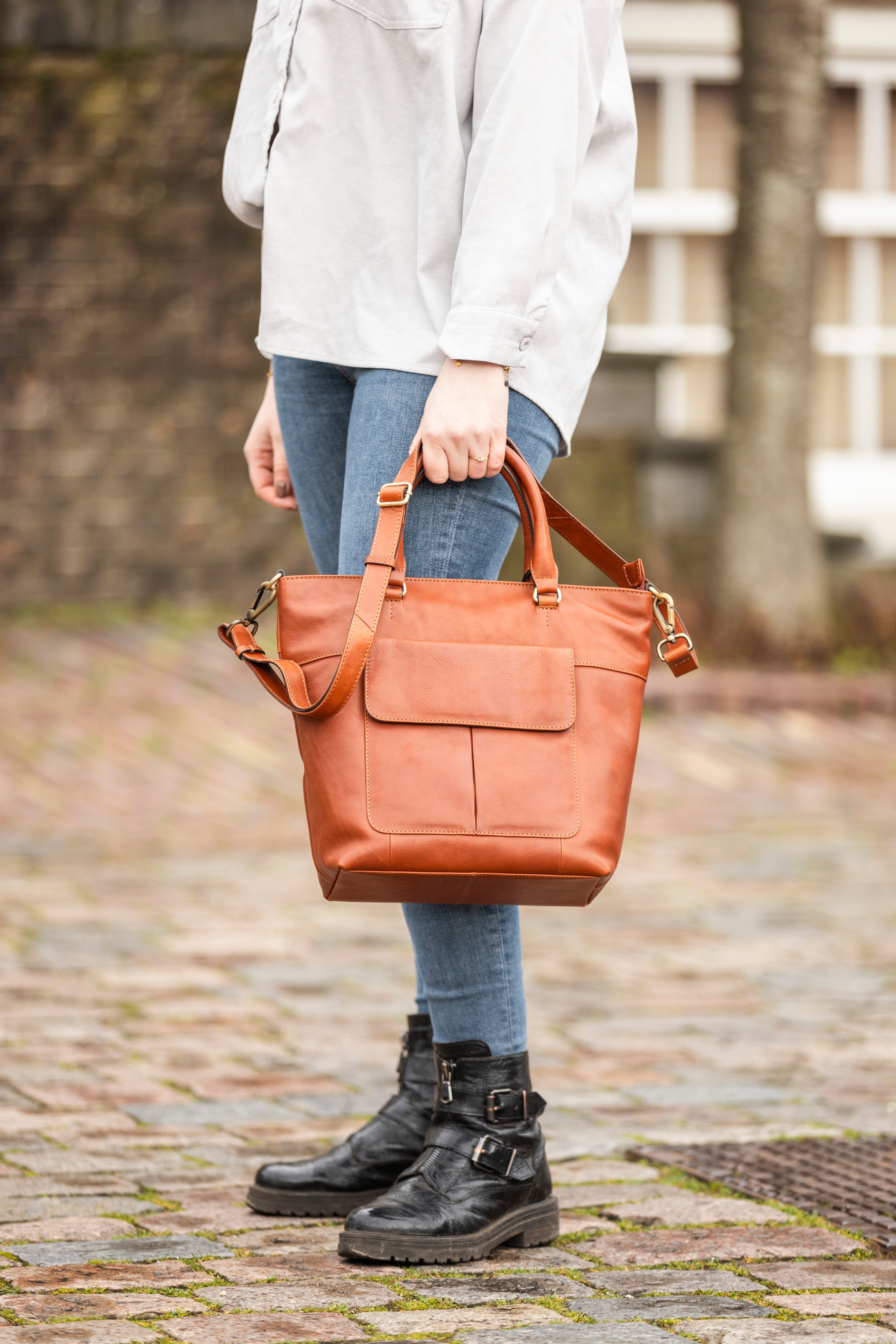 Leren Shopper Cognac Charlotte