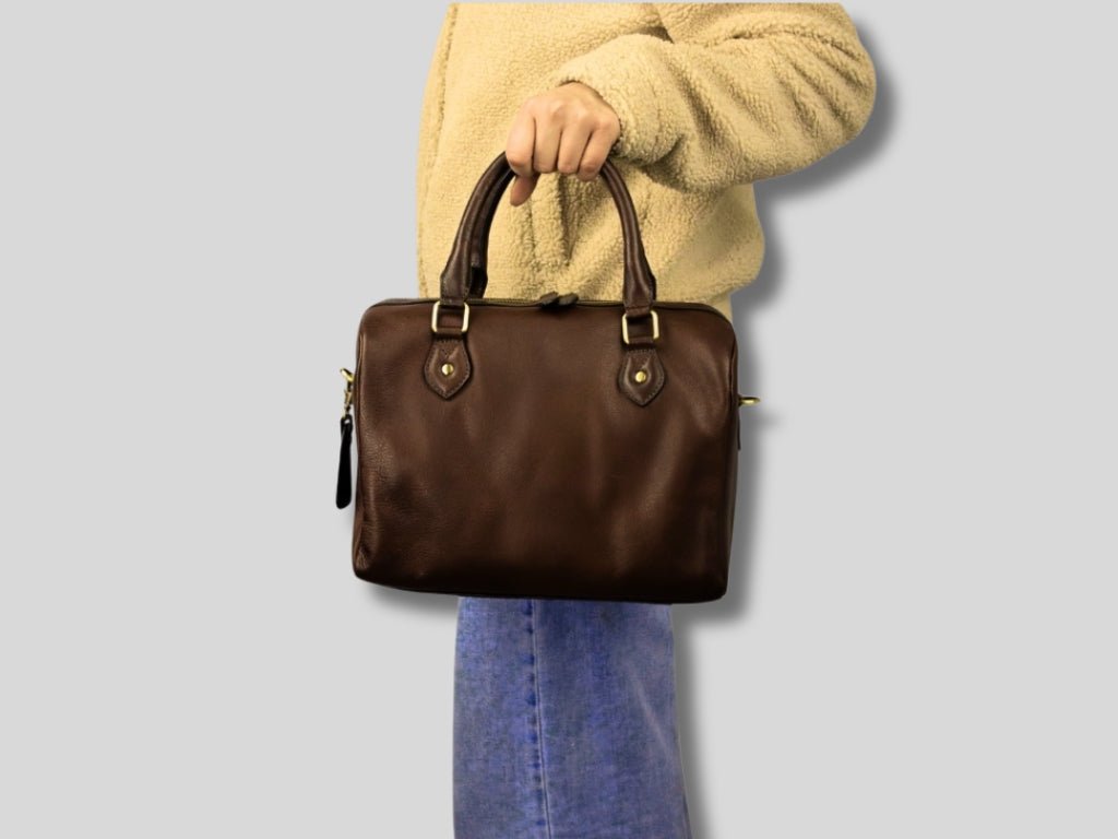 Leren Handtas Donker Bruin Babette - Lioné - Lioné