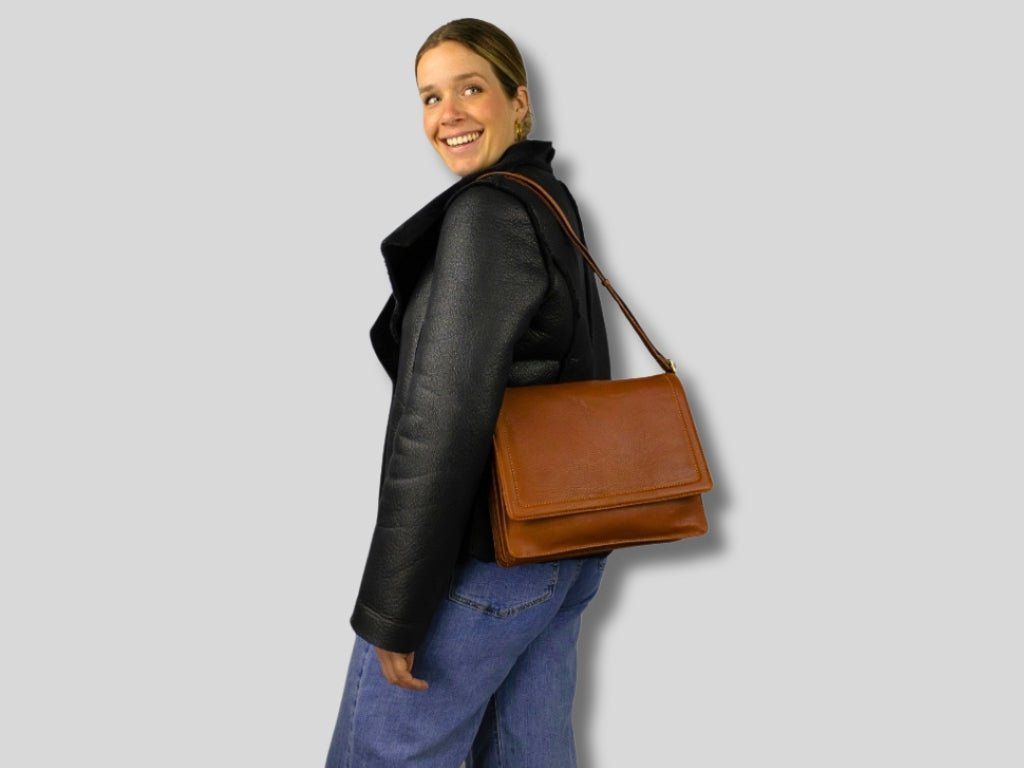 Leren Schoudertas Cognac Amber - Lioné - Lioné
